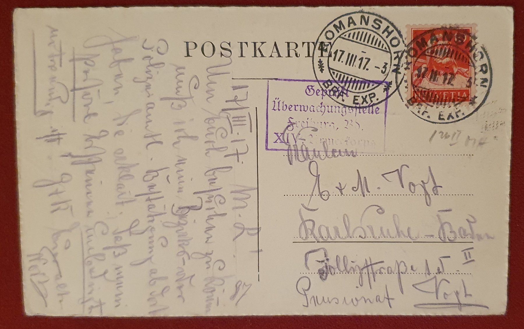 Ansichtskarten: Romanshorn 1917 - Hotel & Pension Bahnhof – Gebraucht aus Kreuzlingen von Rschweiz1 1