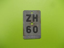 Velonummer / Fahrradnummer ZH 60