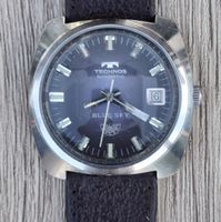 Technos "Blue Sky" Auto with Date on leather band.1970's.