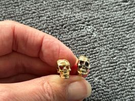 Ausgefallene Manschettenknöpfe Totenkopf, vergoldet 💀