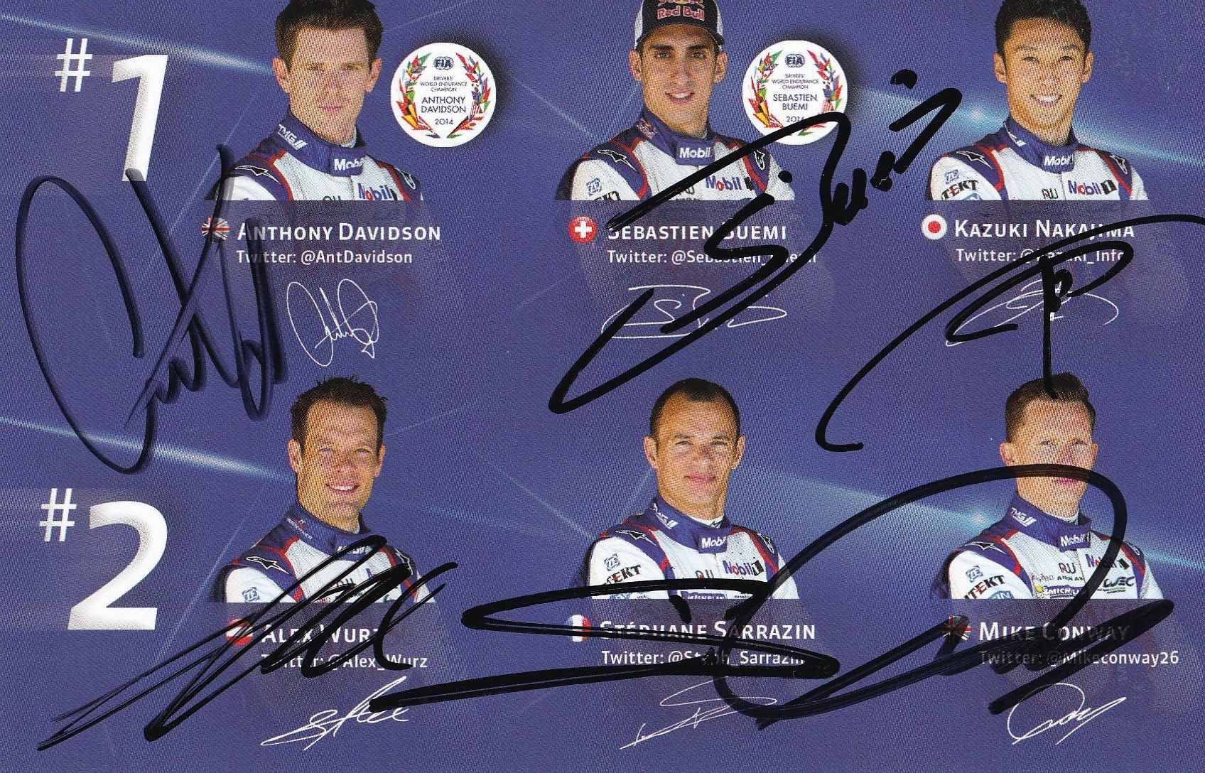 Autographes: Orginal Autogrammkarte Toyot WEC 2015 – D'occasion à Grabs par Sauber60