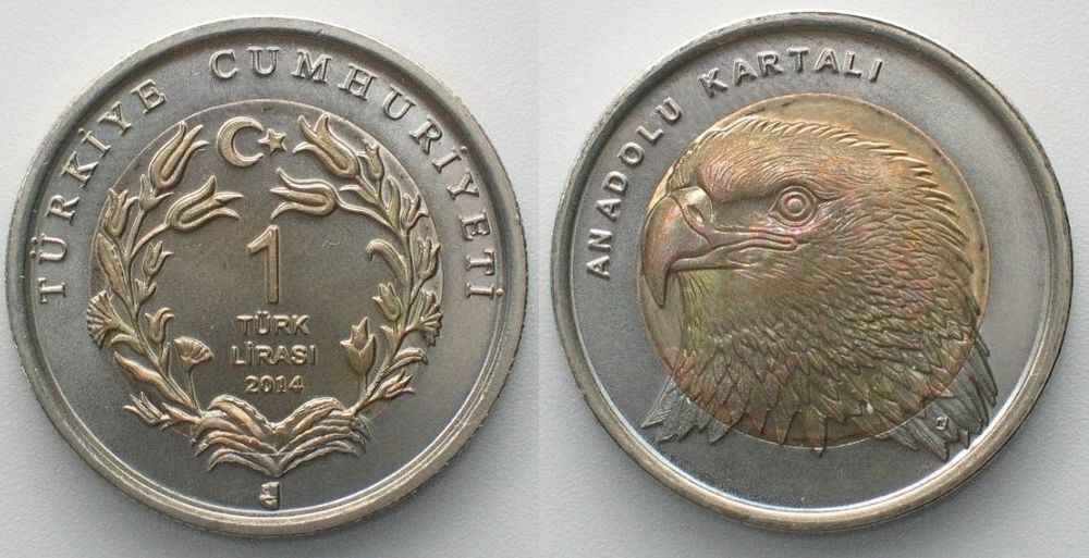 TÜRKEI 1 Lira 2014 ANATOLISCHER ADLER Bimetall stgl | Kaufen auf Ricardo