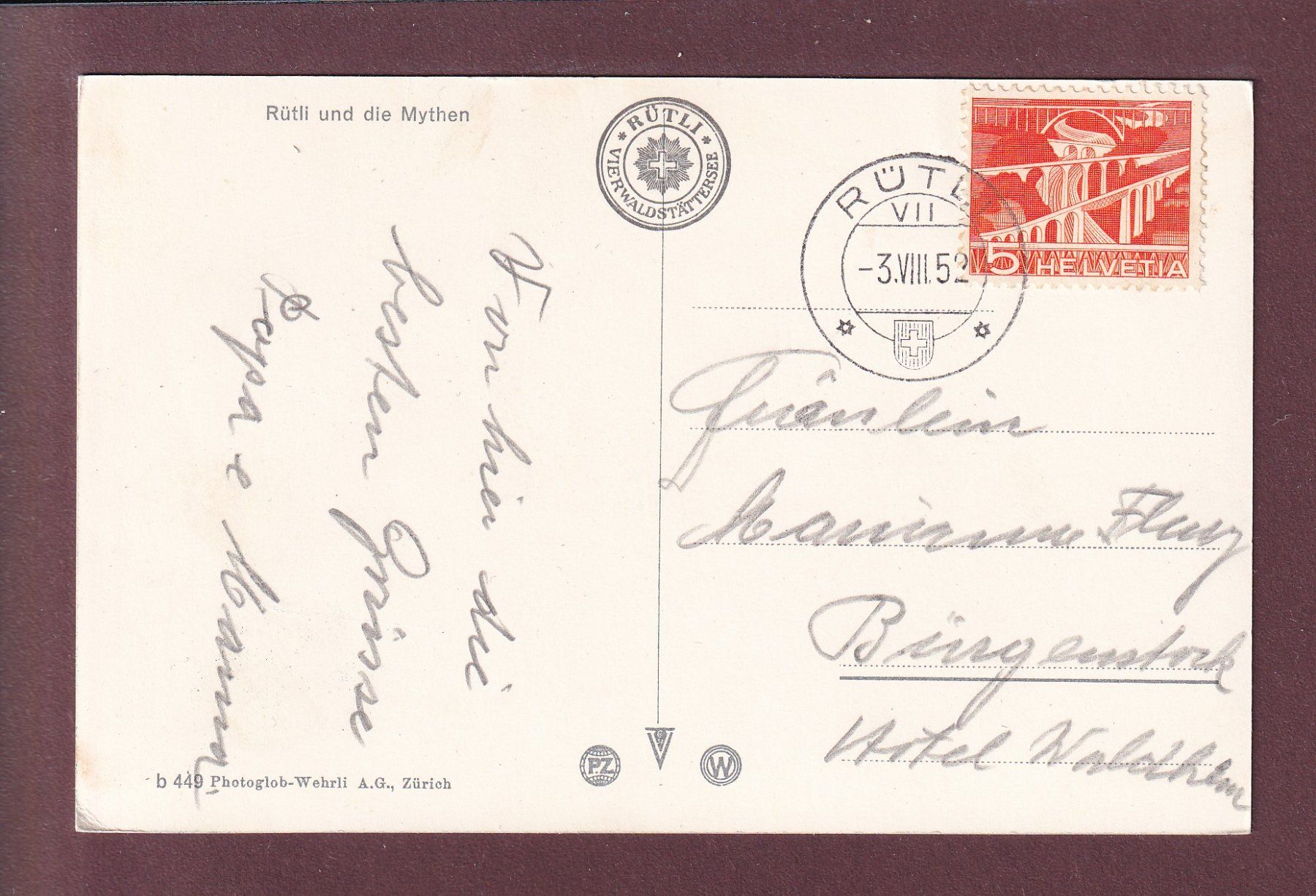 Ansichtskarten: RÜTLI und die Mythen  - 1952 – Gebraucht aus Pully von nicecards 1