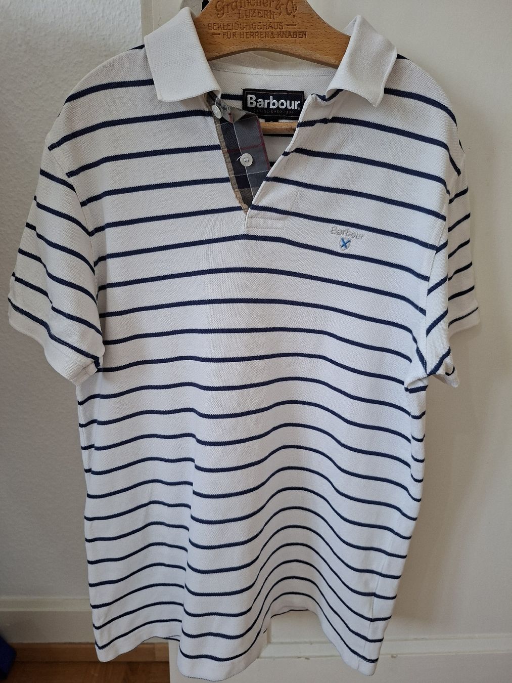 Barbour Magliette Polo: Polo Barbour rayé blanc et bleu taille S  – Usato da Renens VD venduto da ser_j2fn 1