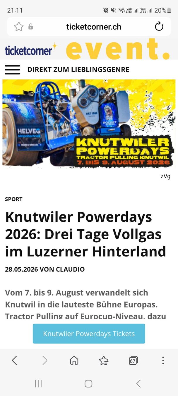 Billets: Ticket Knuttwiler Powerdays – D'occasion à Winznau par svaxti