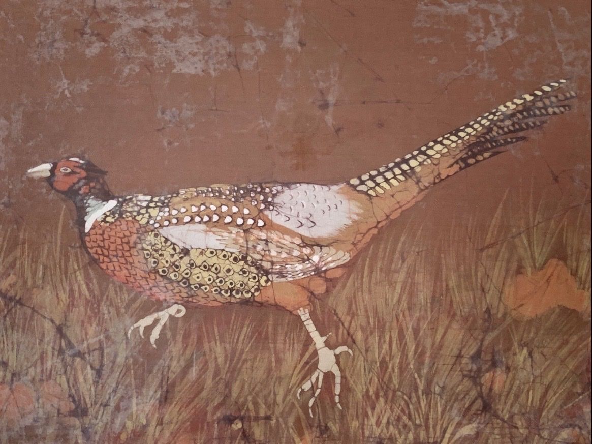 Foto & Immagini: Schönes Bild eines Fasans, Batik auf Baumwolle – Usato da Dübendorf venduto da Crioula 1