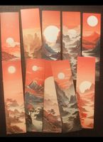Lot de 10 marque-pages paysages style asiatique neuf