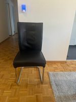 Esszimmerstuhl Echtleder Schwarz Chromgestell 4 Stück