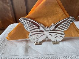 2 Servietten Halter Ständer silbernes Metall Schmetterling