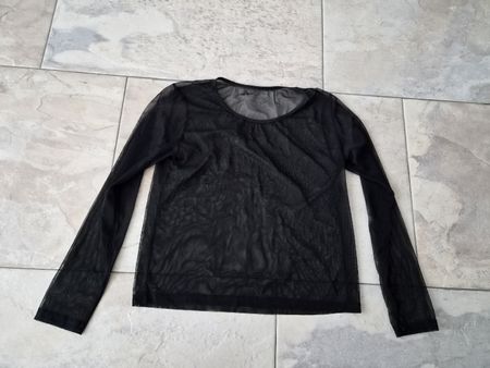 Transparent Shirt Langarm, Schwarz, Grösse S