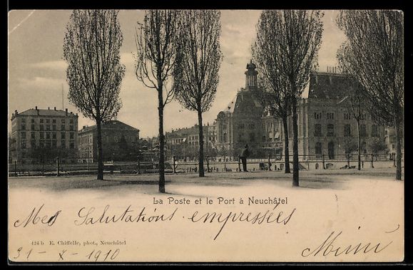 Cartoline postali: AK Neuchâtel, La Poste et le Port – Usato da Berlin venduto da bartko-reher