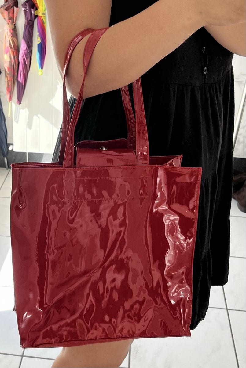 Borse da donna: NEU! ROTE LACK-TOTE-BAG – Nuovo e nell'imballaggio originale da Basel venduto da JJ.Elena 4