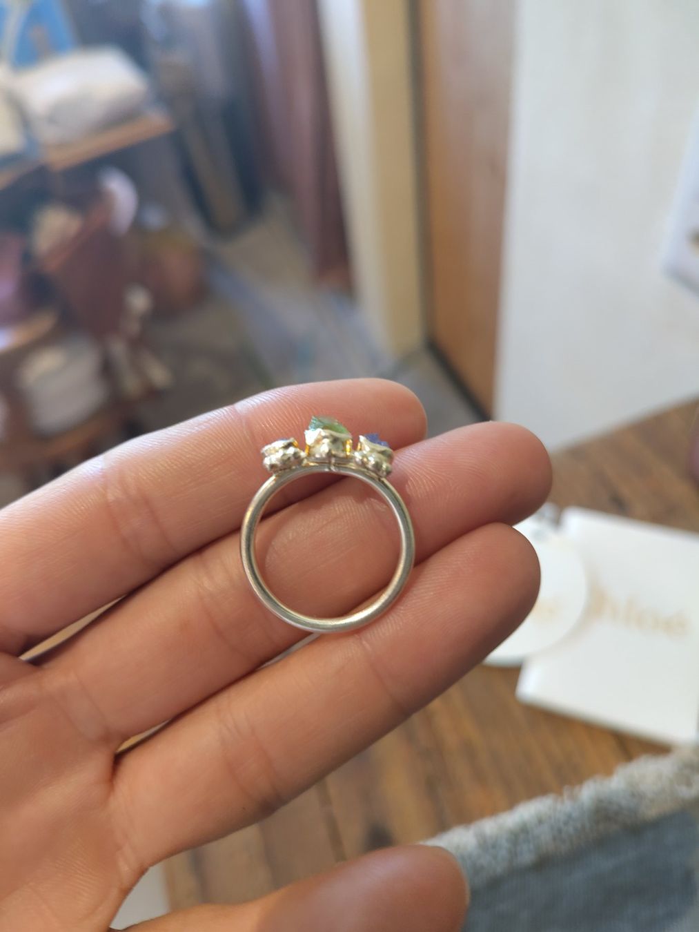 Anelli: Anello argento con pietre forsterite e tanzanite grezze – Nuovo (secondo la descrizione) da Losone venduto da ell_nora89 1