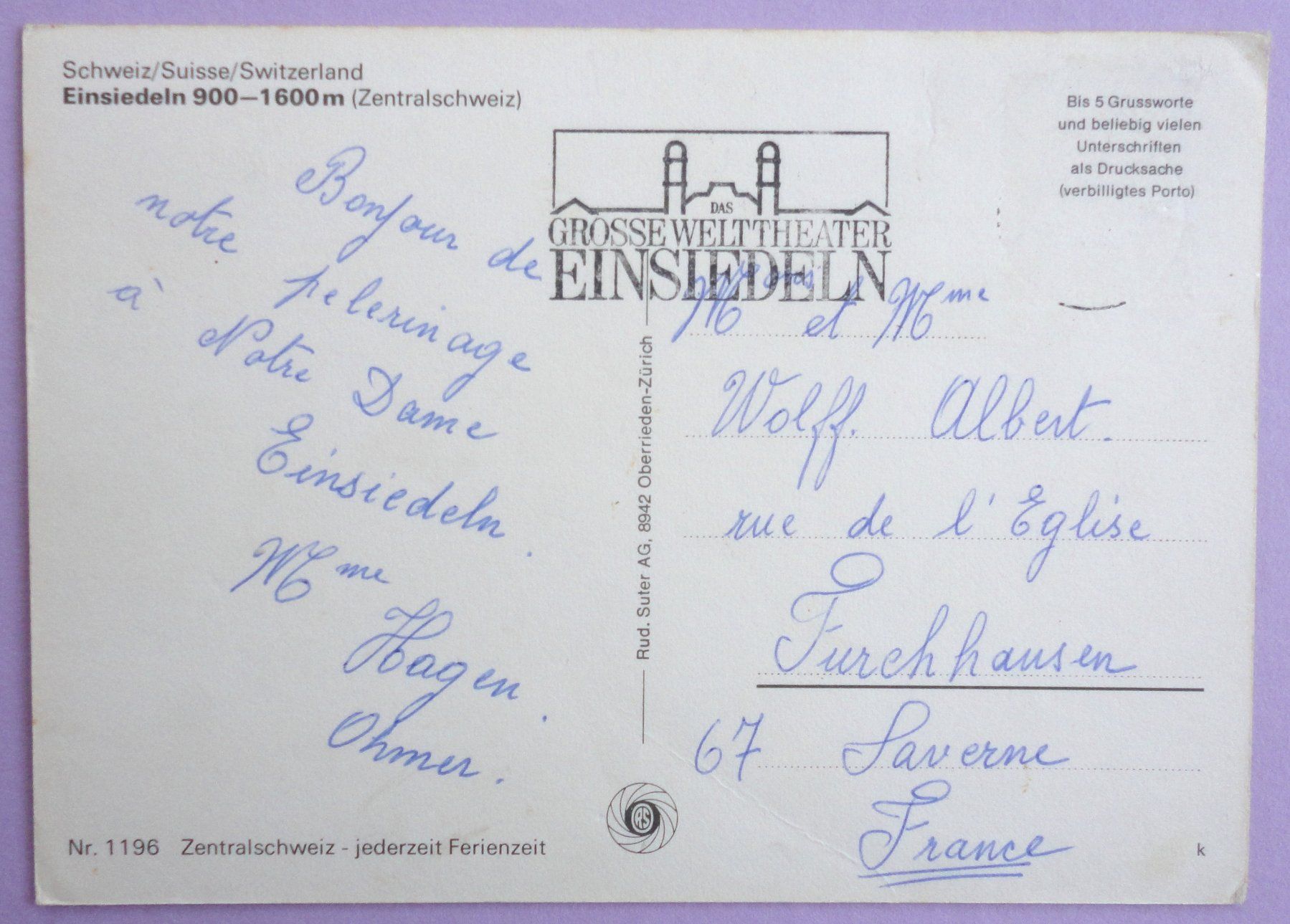 Cartoline postali: Einsiedeln 900 - 1600 m – Difettoso da Fétigny venduto da Billy2miny 1