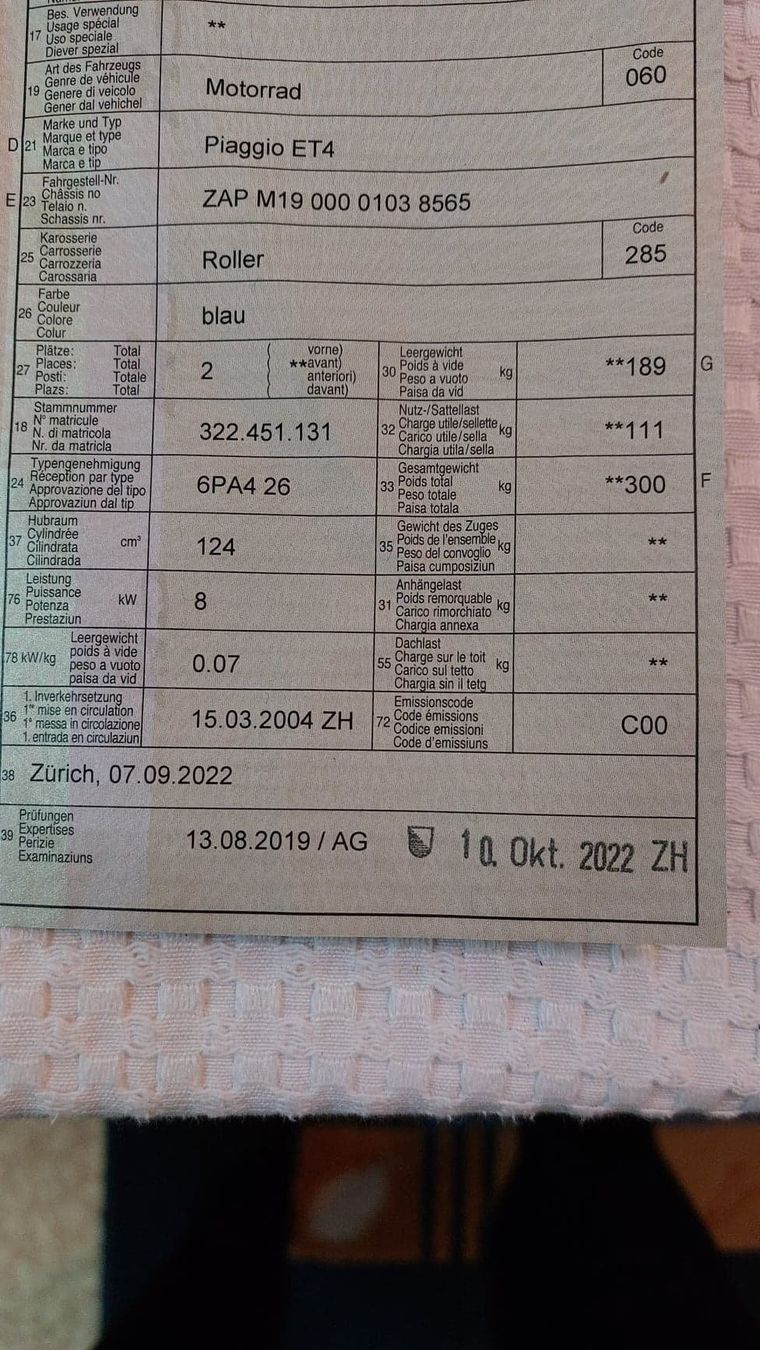 Vespa Scooter: Vespa ET4 125 – Usato da Schlieren venduto da bluesman63 5