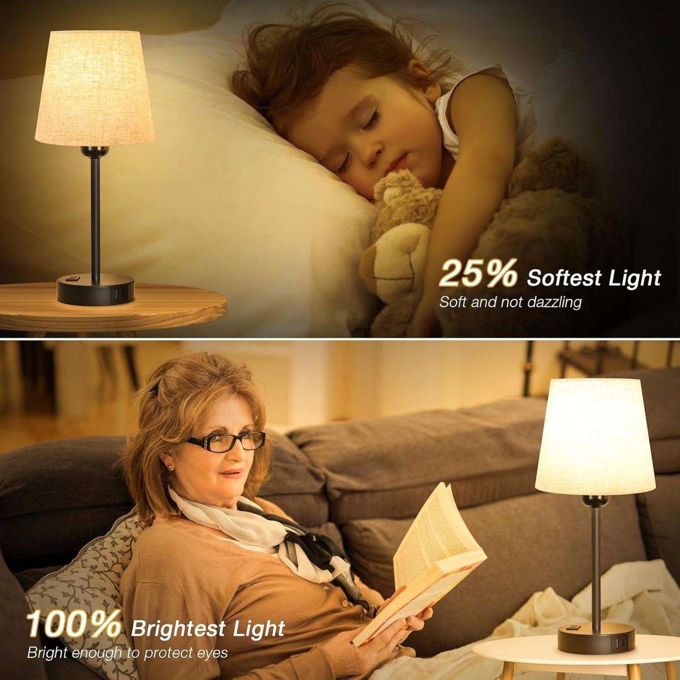 Lampade: 2er Set, Tischlampe mit Ladefunktion USB A+C-Anschlüssen – Nuovo e nell'imballaggio originale da Nuglar venduto da SaleRitter 2