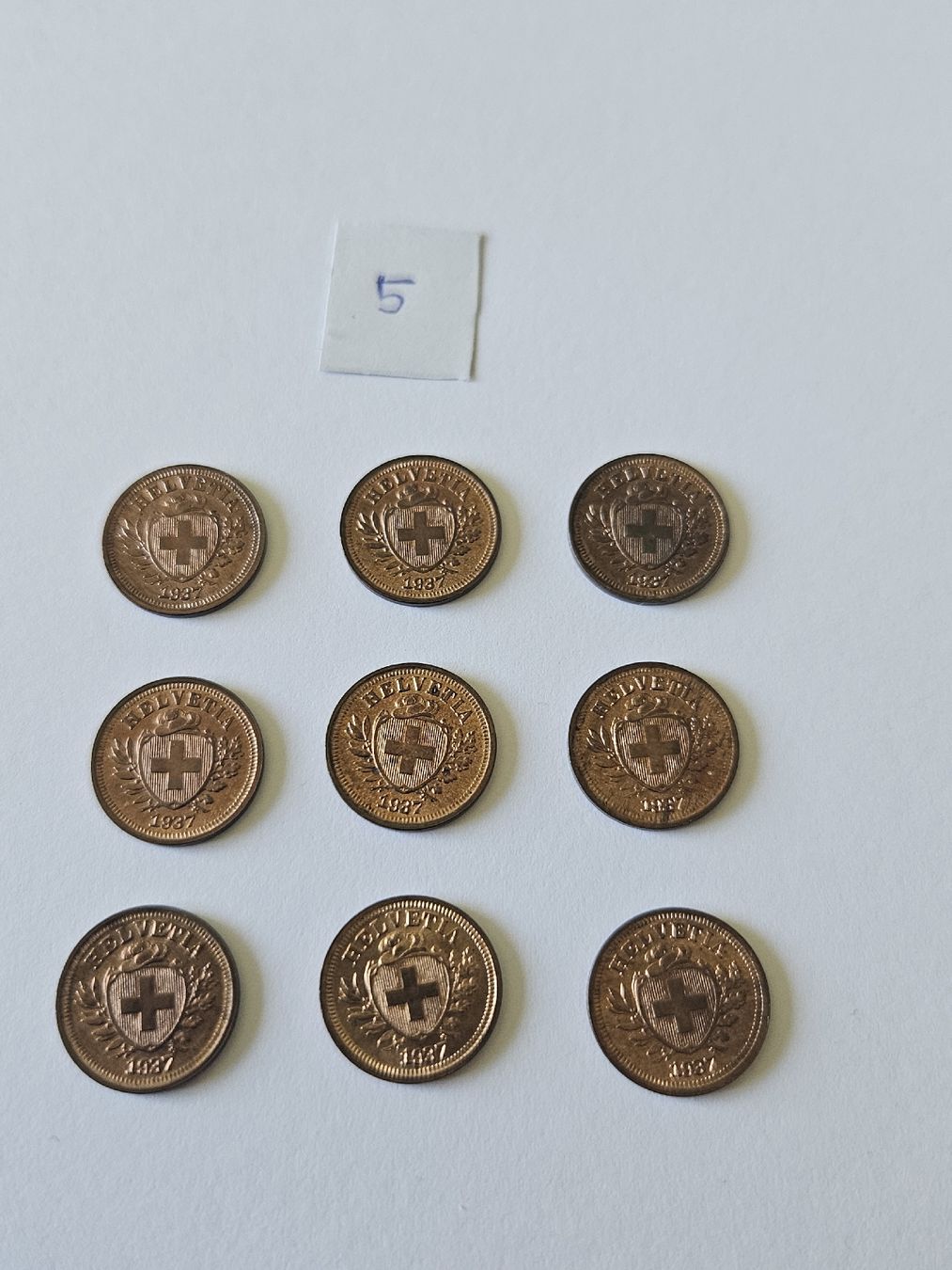 Tutti le monete: 1 Rappen 1937, 9 stk. – Usato da Pfäffikon ZH venduto da Melibol