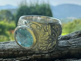 Aquamarin Ring - Sterling Silber 925 - Grösse 56