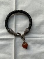 Geflochtenes Lederaband Silber Karneol