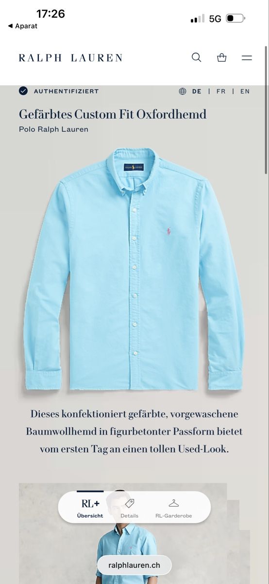 Ralph Lauren Camicie: Ralph Lauren Oxfordhemd Custom Fit hellblau Grösse S, QR cod – Nuovo (secondo la descrizione) da Wetzikon ZH venduto da Jan_wojt 4
