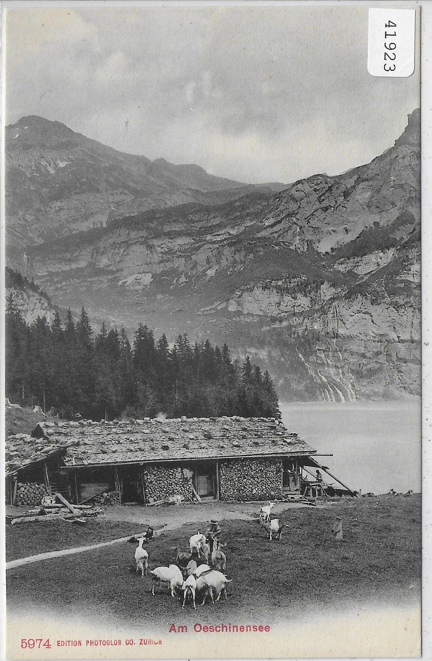 Cartoline postali: Oeschinensee mit Ziegen – Usato da Ettingen venduto da Kartenplanet