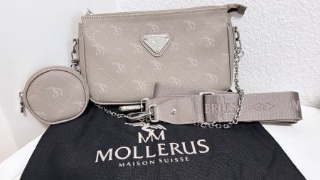Maison Mollerus Zell Umhängetasche in Grau/Silber