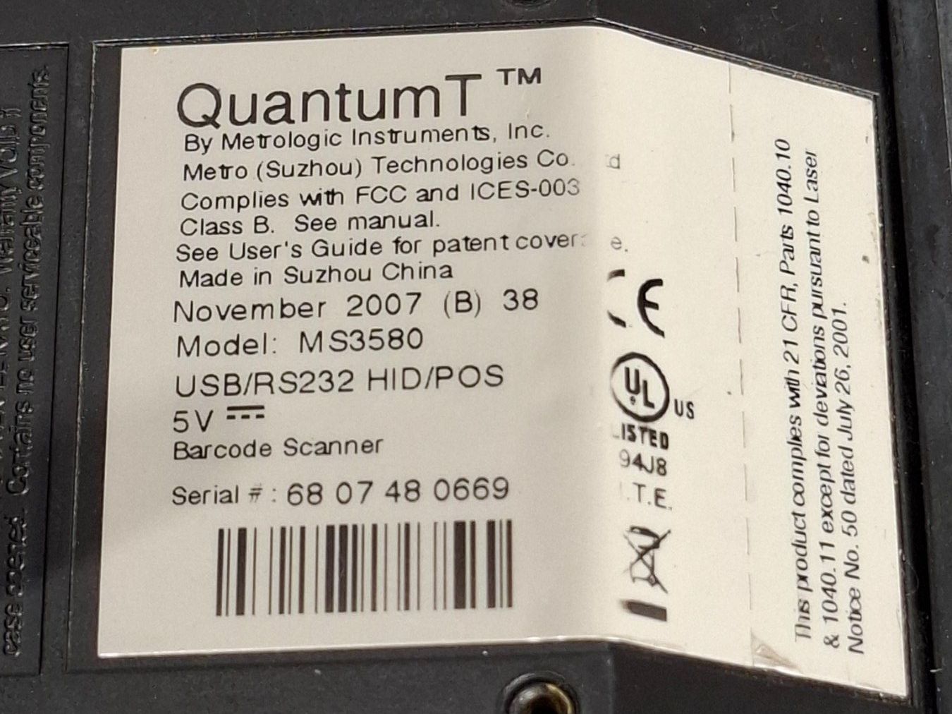 Honeywell Scanner: Honeywell Metrologic MS3580 QuantumT — Scanner code-barres – Gebraucht aus Villars-Ste-Croix von pau_8fls 3