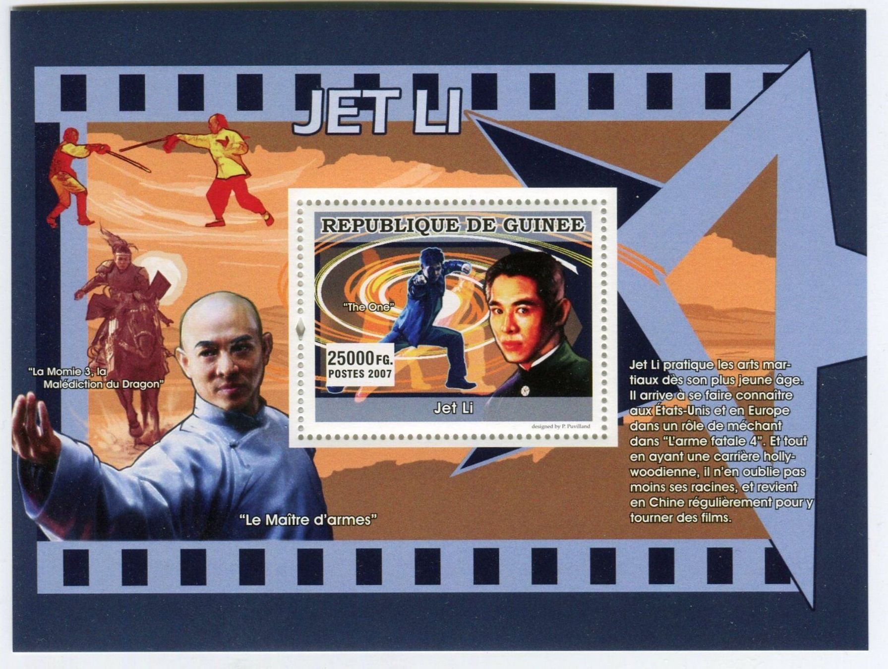 Tutti i francobolli: Block "Jet Li". Guinea. – Nuovo e nell'imballaggio originale da Basel venduto da Butsch5