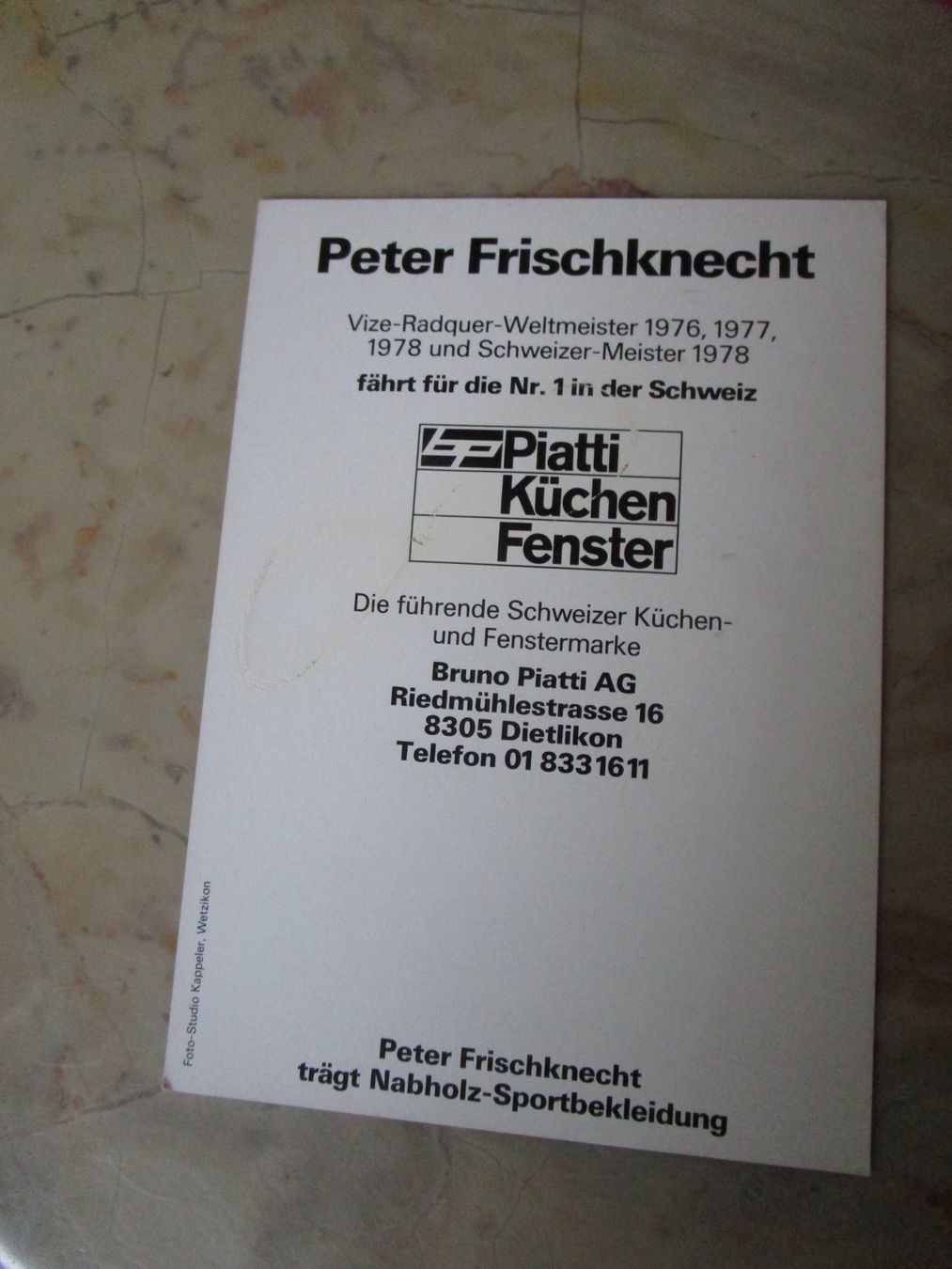 Autografi: PETER FRISCHKNECHT RADQUER VELOFAHRER ANTIKES AUTOGRAMM – Usato da GUTENSWIL venduto da Alpina6 1