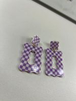Cute summer lavender-white check earrings