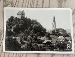 AK Schloss und Kirche Uster gel 1933