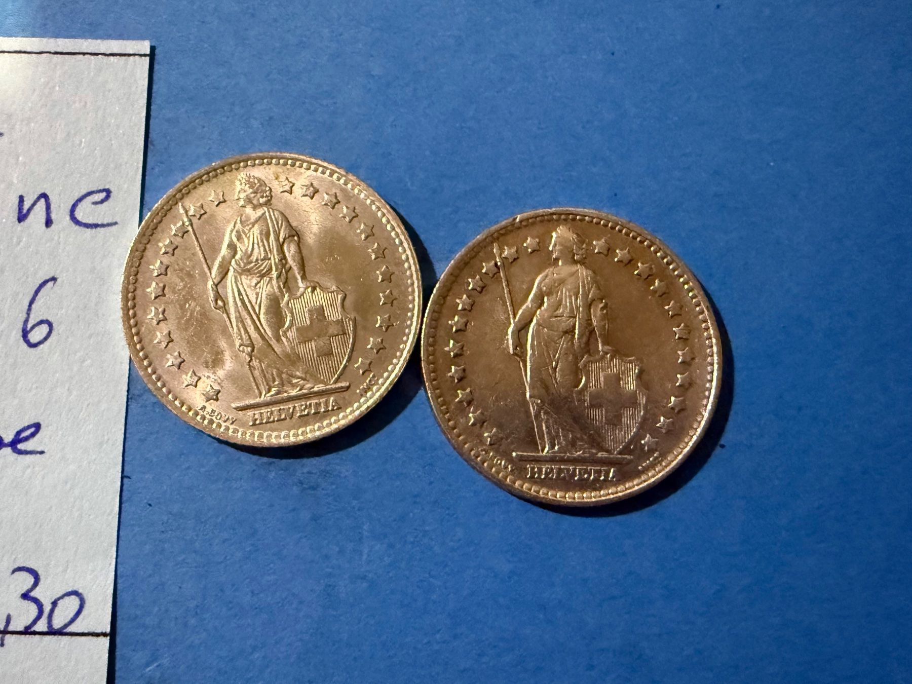 Alle Münzen: SUISSE : "2 X 1 FRANC 1945 + 1946 - SUPERBE – Gebraucht aus genève von GEnumist 2