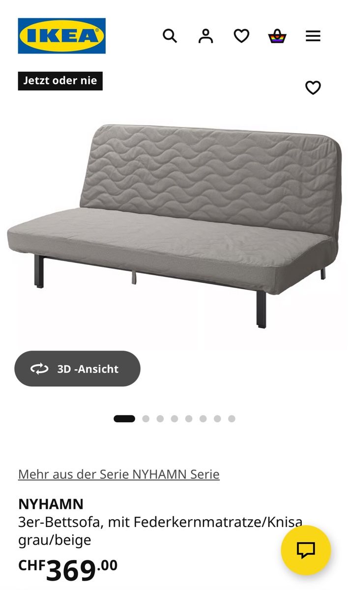 Divani: 3er-Bettsofa von IKEA, grau/beige – Usato da Zürich venduto da samantha.123 5