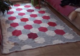 Tapis patchwork d'hiver fait main, couleurs vives!