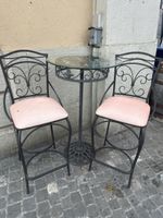 Bistrotisch mit zwei Barstühlen Metall Glas gebraucht
