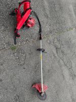 Motorsense Freischneider mit Frässcheibe und Dreizahnmesser