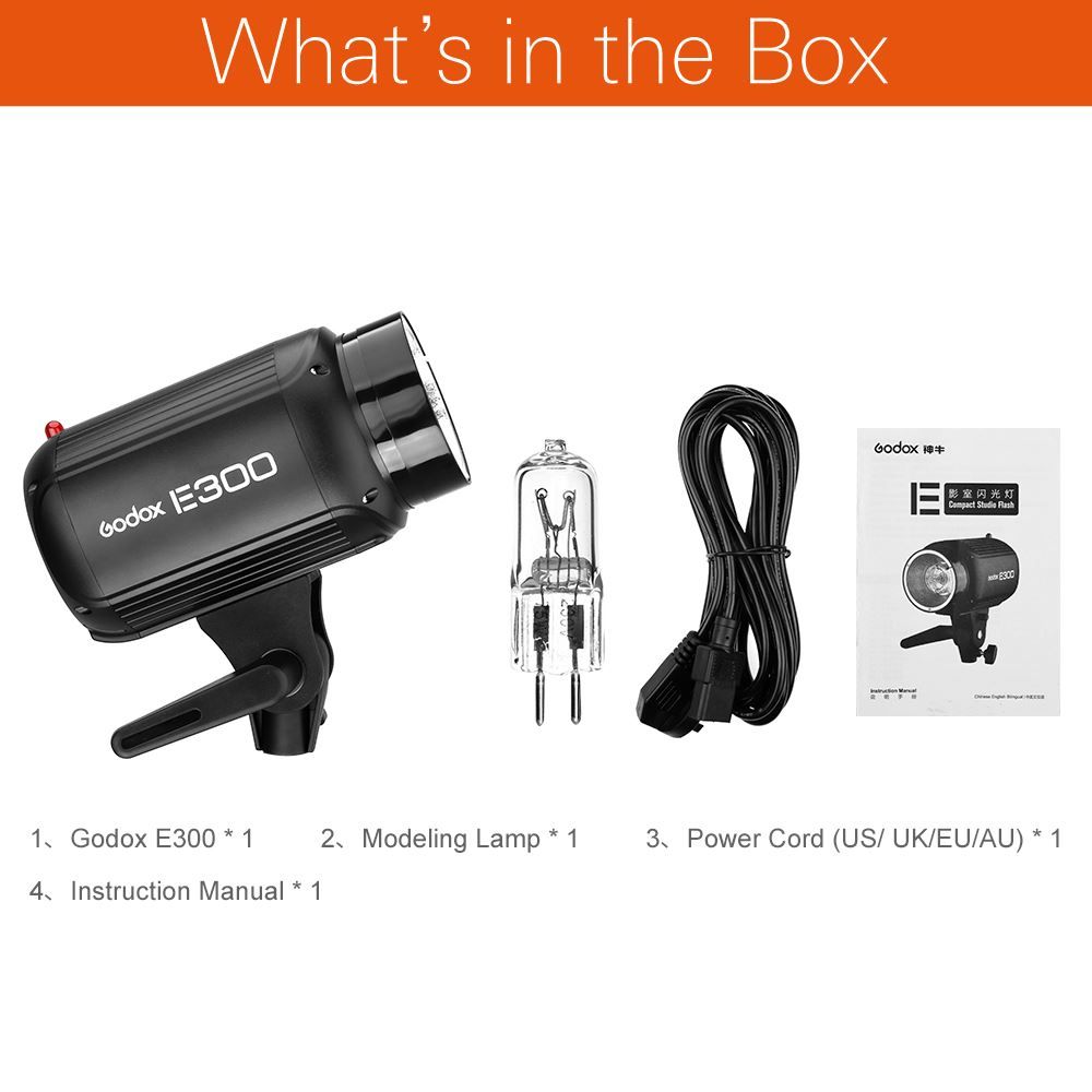 Godox Flash: Godox E300 300W GN58 Studio Blitzlicht – Nuovo e nell'imballaggio originale da Malans GR venduto da BUYBEST-Schweiz 5