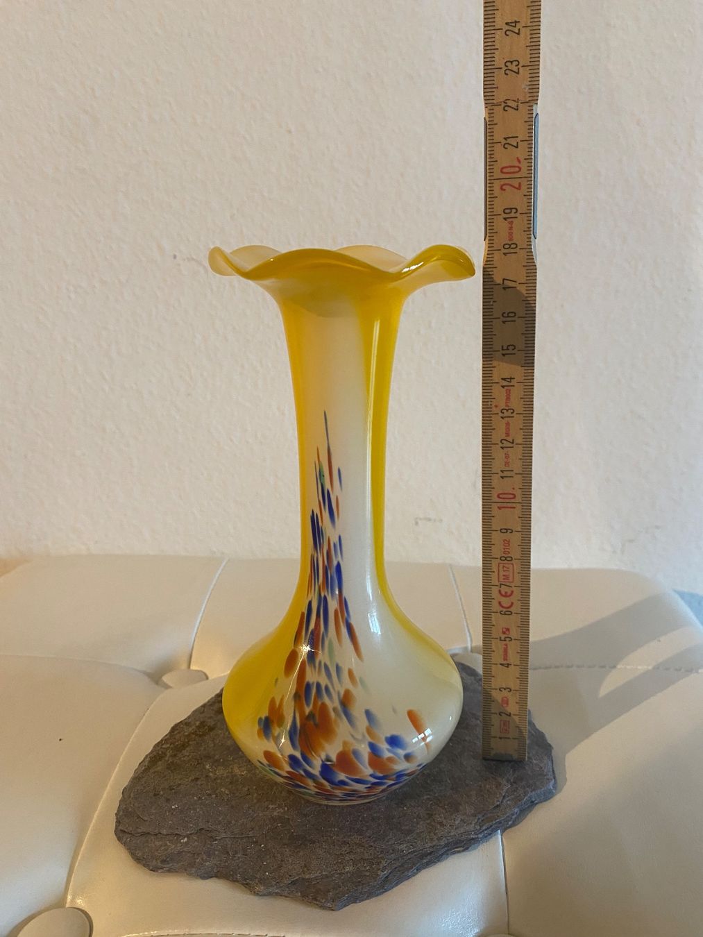 Murano Bicchieri: Gelbe Murano Glas Vase mit Farbklecksen – Nuovo (secondo la descrizione) da Männedorf venduto da Maru83 4