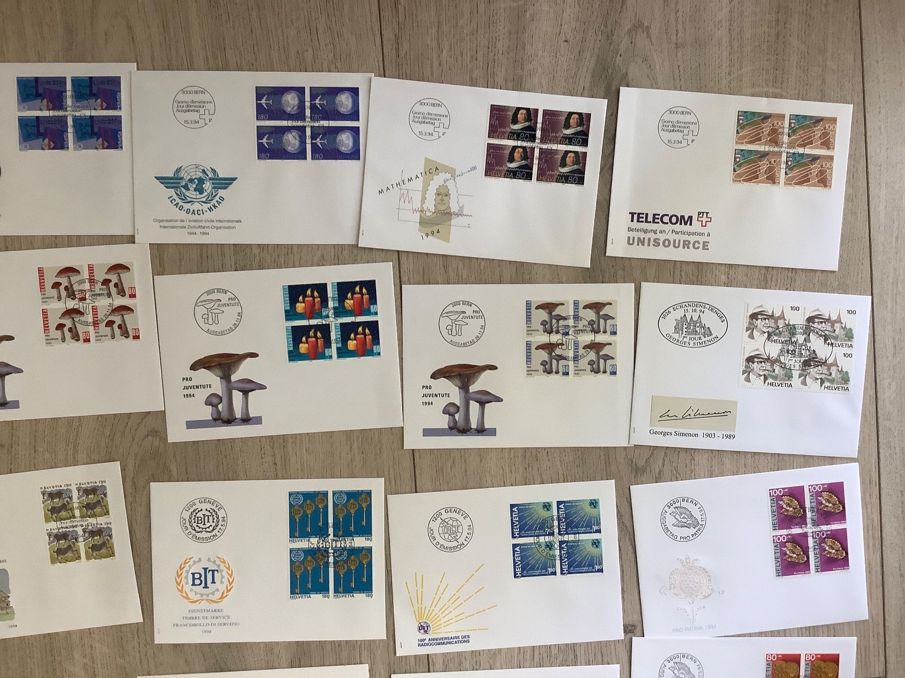 Tutti i francobolli: 55 FDC Schweiz, 1994 und 1995 Viererblöcke – Usato da St. Gallen venduto da herbrig2 1