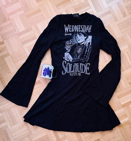 Killstar Wednesday Kleid schwarz Print Grösse M neuwerti
