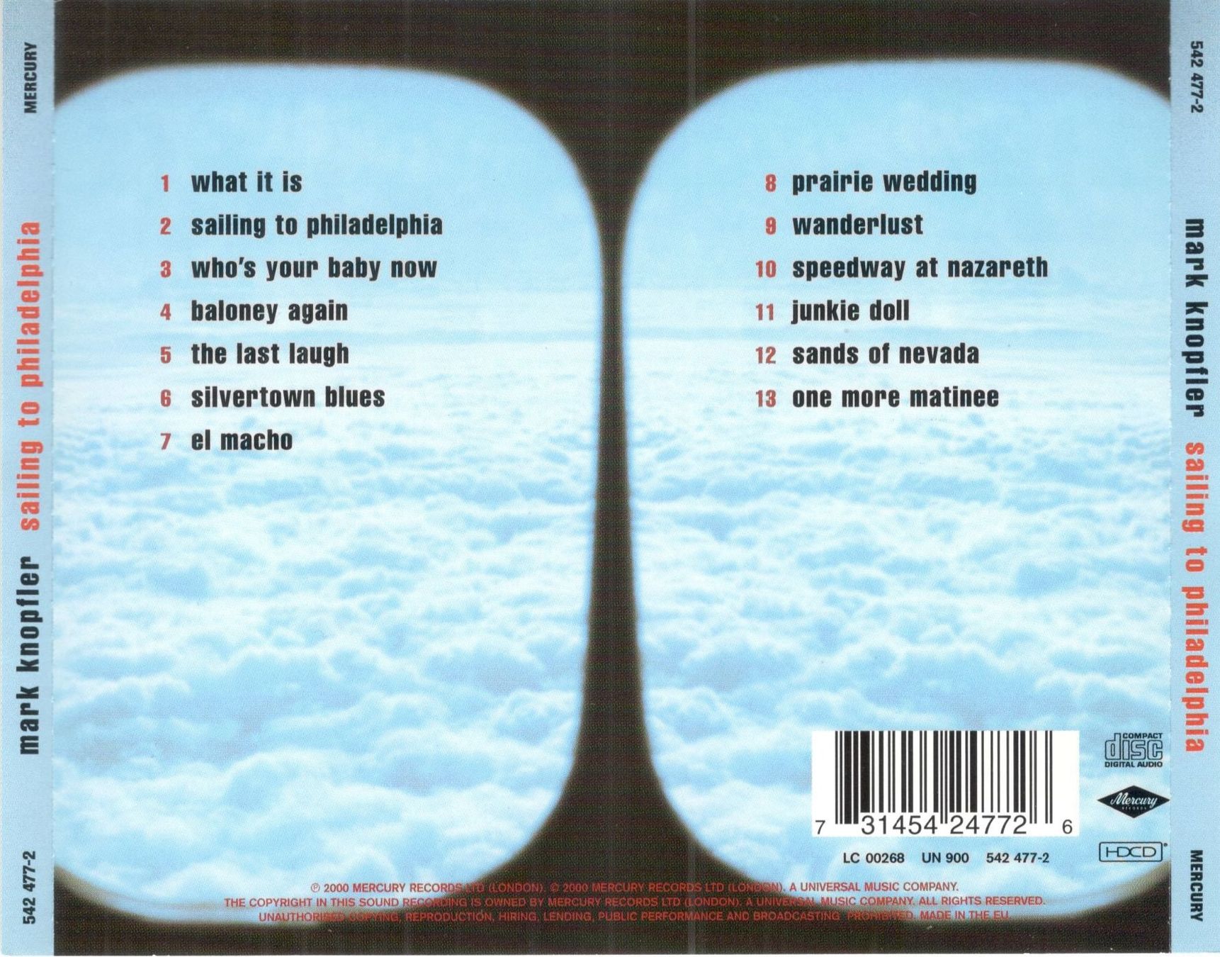 CD: Mark Knopfler CD Sailing To Philadelphia – Usato da St. Margarethen TG venduto da Smiley-Face 1