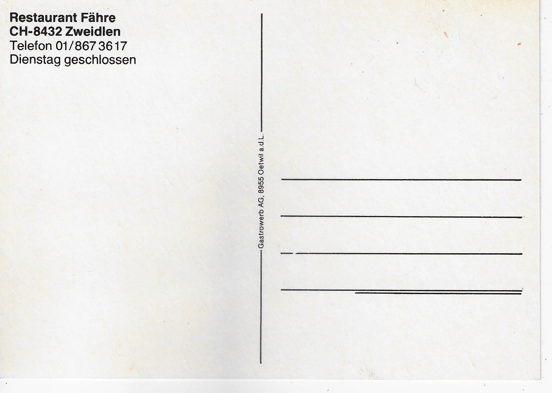 Cartoline postali: Restaurant Fähre - Zweidlen – Usato da Ettingen venduto da Kartenplanet 1