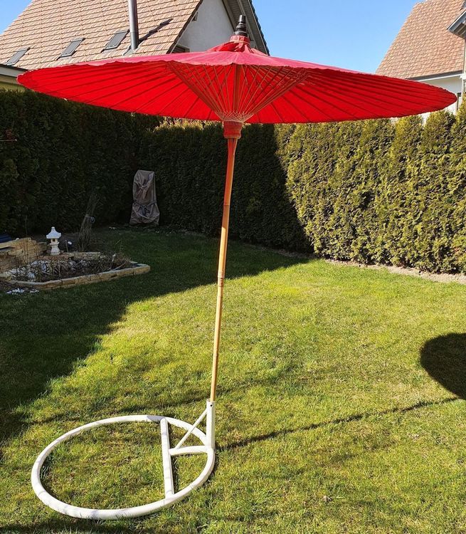 Asia Sonnenschirm Gross 180 cm Rot Bambus Baumwolle Kaufen auf