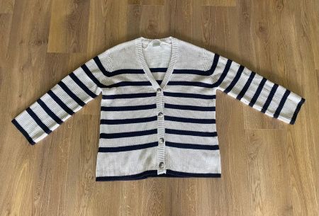 Strickjacke KAFFE Kacilla beige schwarz gestreift Gr. M