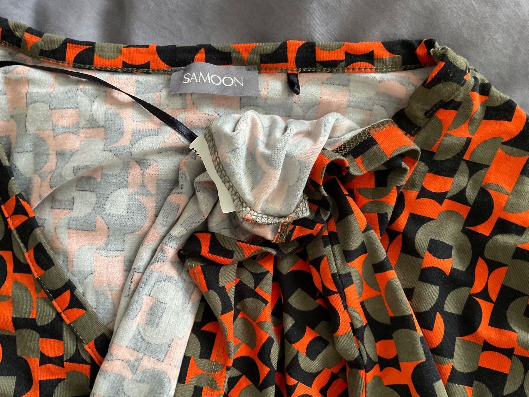 Tuniche: SAMOON Tunika Gr 48 schwarz/grau/orange Viskose – Usato da Urdorf venduto da alda02 4