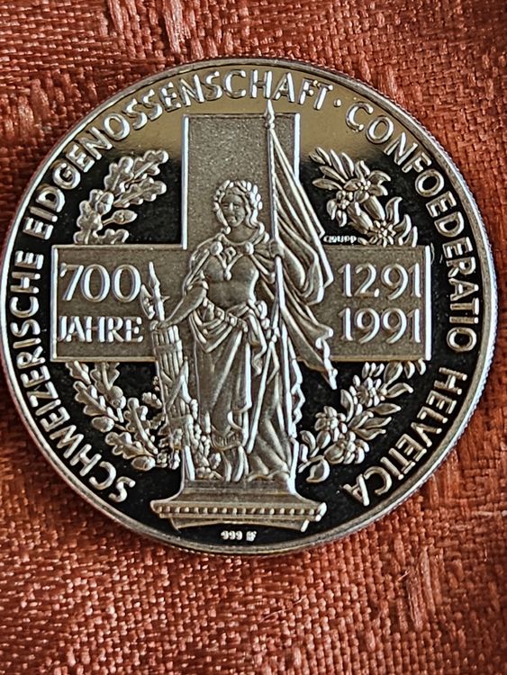 m-daille-comm-morative-700-ans-suisse-argent-1991-argent-gebraucht-in