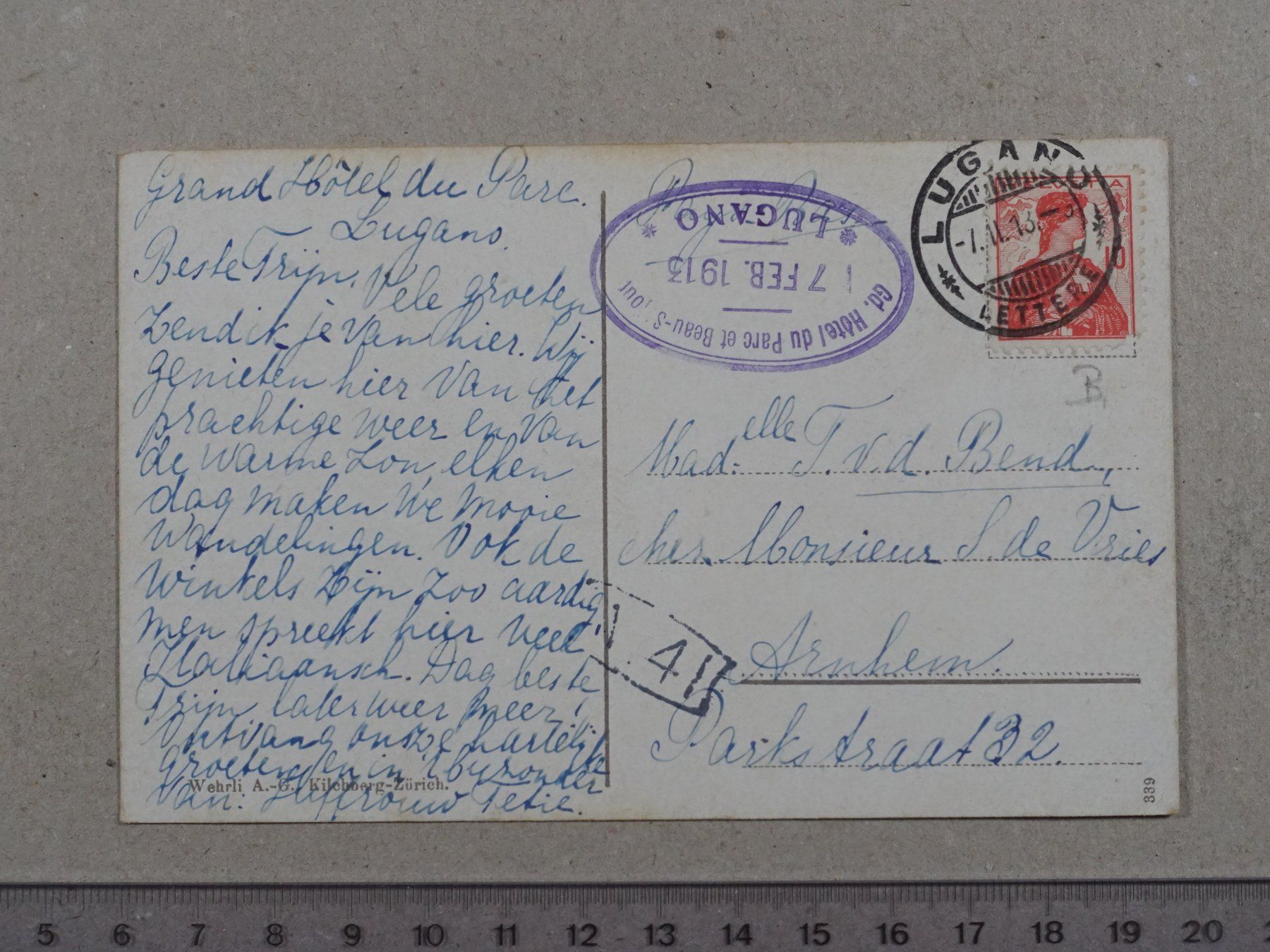 Cartes postales: Lugano, Schiff, Dampfschiff, 1913 – D'occasion à Lenzburg par fh1 1