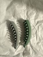 2x Haarspangen Bananenclips grau und gruen neu