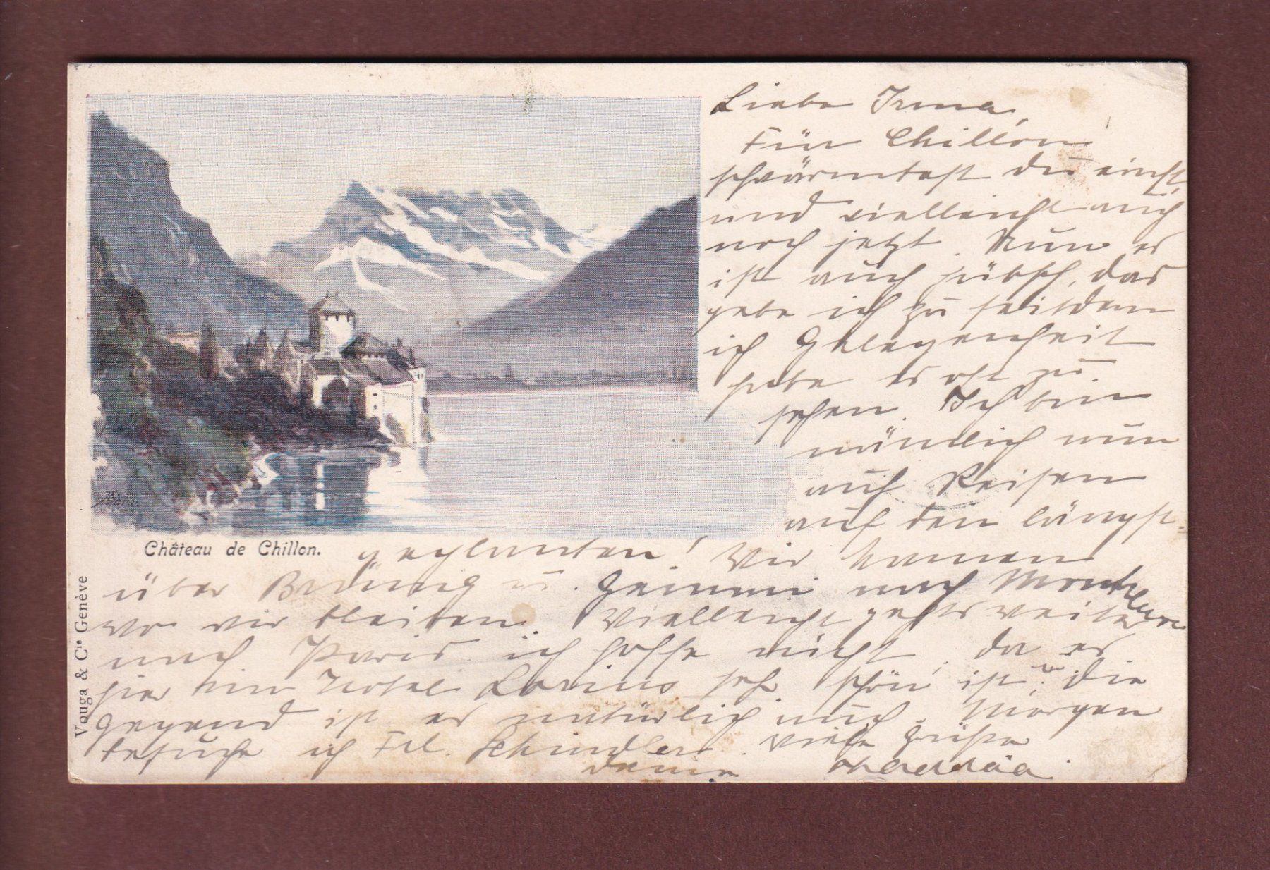 Cartoline postali: Château de CHILLON - Dents du Midi - 1900 – Usato da Pully venduto da nicecards