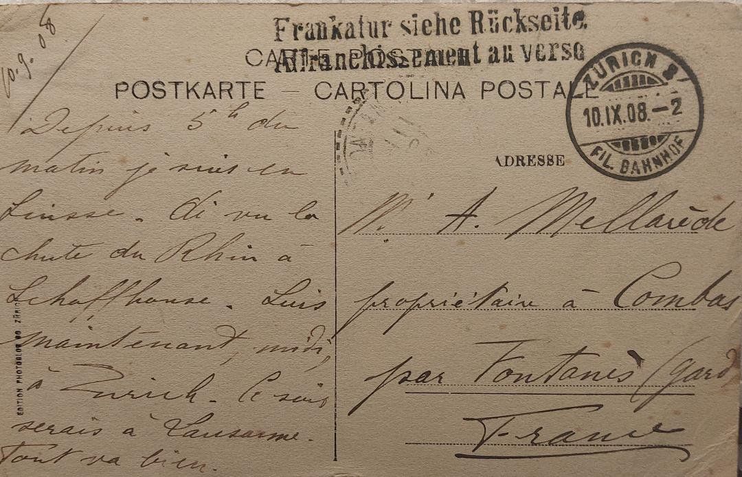 Cartoline postali: ZÜRICH - Limmatquai - 1908 – Usato da Delémont venduto da Domdom1 1